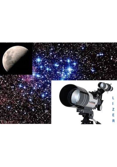 Lizer 150X Uzay Gezegen Ay Yıldız Doğa Gözlemi için Tripodlu Astronomik Teleskop