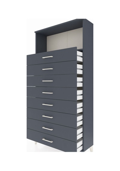 Arges Dolap Tek Raflı 8 Çekmeceli 88x30x182 Antrasit-antrasit Antrasit
