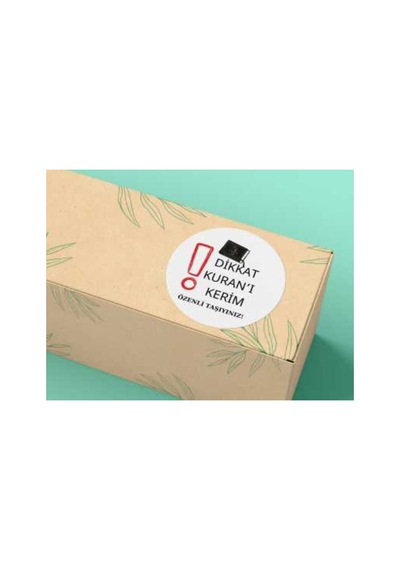 Dikkat Kuran'ı Kerim Özenli Taşıyınız Etiketi Yuvarlak Mat Çıkartma Round Sticker 4 Cm 20 Adet Çok Renkli