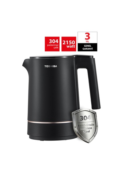 Toshiba Cool Touch KT-15PS1WCIS K Gizli Rezistanslı 1.5 L Siyah Su Isıtıcı Kettle