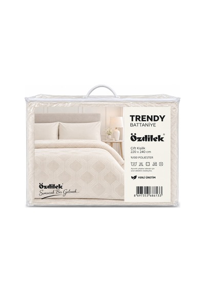 Özdilek Trendy Embos Çiftkişilik Battaniye 220x240 -art Deco Krem