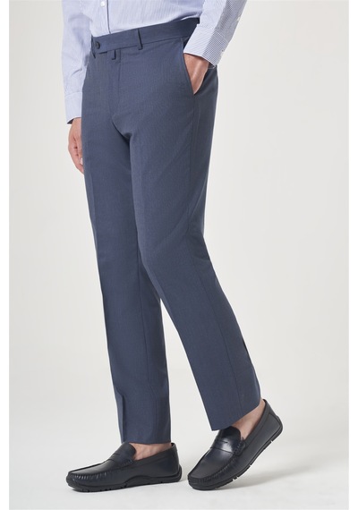 İmza Lacivert Yan Cep Filafil Desen Slim Fit Esnek Pantolon 1003260152