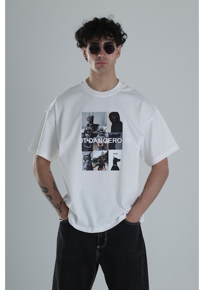 Cocopelli Not Dangerous Beyaz Oversize Tasarım T-shirt Coc1395 Beyaz