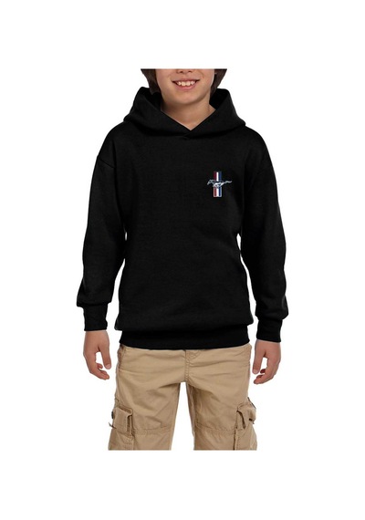 Zepplin Giyim Ford Mustang Logo Siyah Çocuk Kapşonlu Sweatshirt