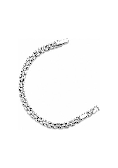 Balenbi Jewelry Gümüş Renk Çift Sıra Zirkon Taş Detaylı Paslanmaz Çelik Kadın Bileklik 1209