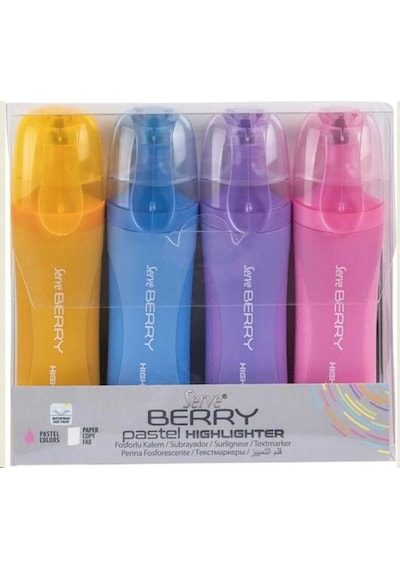 Berry Fosforlu Kalem Pastel 4lü Pet Çok Renkli