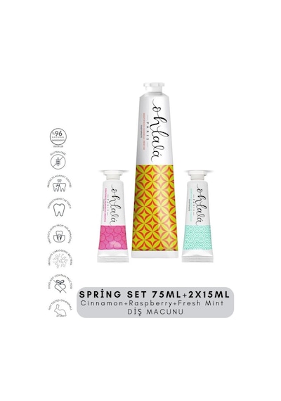 Ohlala Cinnamon 75 Ml + Fresh Mint 15 Ml + Raspberry Mint 15 Ml Spring Set Diş Macunu