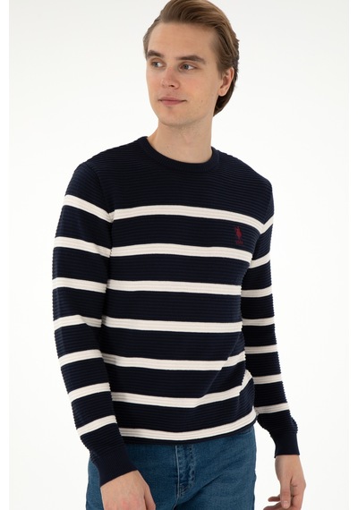 U.S. Polo Assn. Erkek Slim Fit Bisiklet Yaka Lacivert Kazak 50292850-VR033