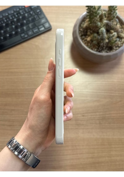 Apple Uyumlu iPhone 16 Pro Max Animasyonlu Stylus Silikon Kılıf Krem