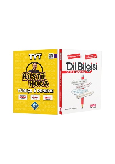 KR Akademi Rüştü Hoca TYT Türkçe Deneme ve AKM Dil Bilgisi Soru Bankası Seti 2 Kitap