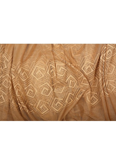 Geometrik Gold Dikilmiş Pileli Fon Perde 300x260 Cm