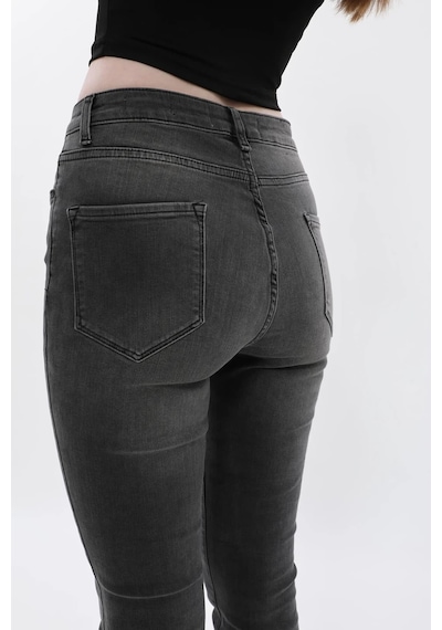 Blue White Kadın İspanyol Paça Yüksek Bel Jean Pantolon Gri 32