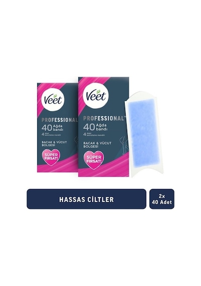 Veet Professional Ağda Bandı Hassas Ciltler İçin 40 Lı X 2 Adet PKT.VEET.001