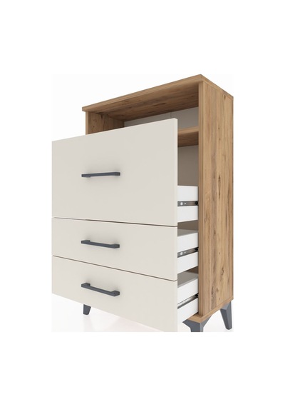 Arges Komodin Tek Raflı 3 Çekmeceli 60x30x96 Çam-aytaşı Çam