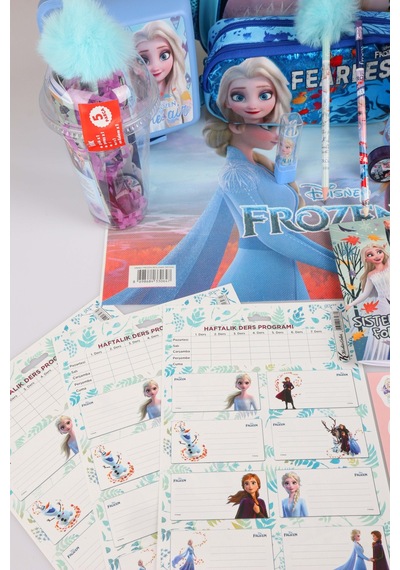 X Dekomus Lisanslı "fearless Collection" Elsa Frozen Okul Ve Kırtasiye Seti Okul,termoslu Beslenme Ve Kalem Çantası,matara,beslenme Kabı Altın