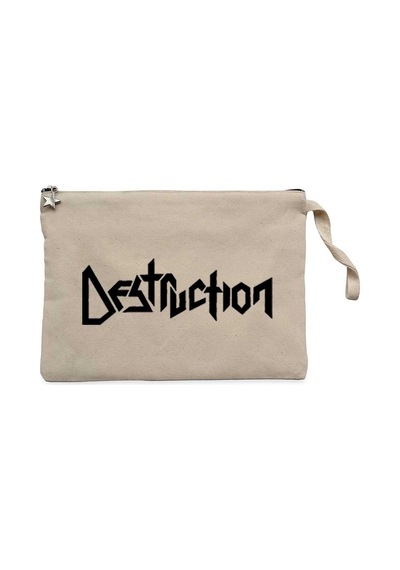 Destruction Text Krem Clutch Astarlı Cüzdan / El Çantası