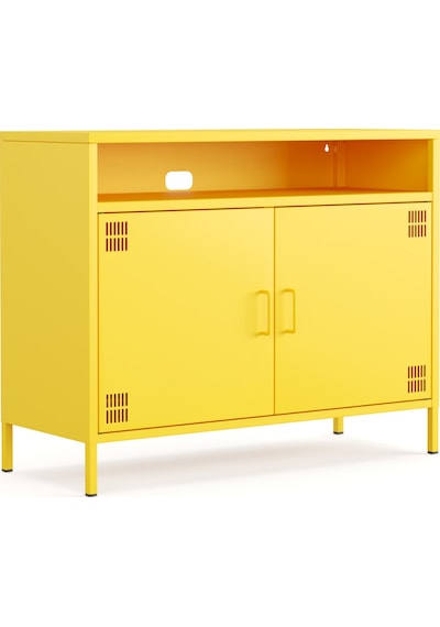Pera Tv Ünitesi, Tv Dolabı,2 Kapaklı, Açık Raflı 100,50 X 40 X 79,50 Cm Ral 1018 Sarı Pera Tv Ünitesi, Tv Dolabı,2 Kapaklı, Açık Raflı 100,50 X 40 X 79,50 Cm Ral 1018 Sarı