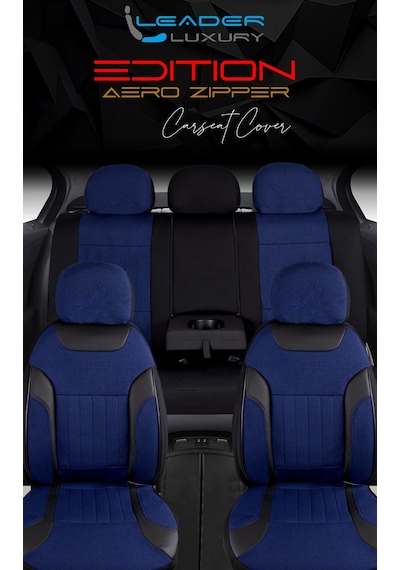 Seat Leon X-perience Keten Oto Koltuk Kılıfı Ön Arka Set Mavi Edition Scr
