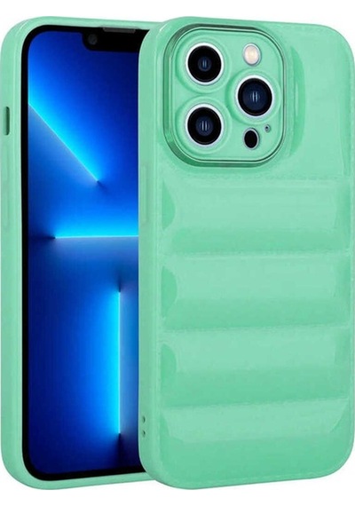 Apple Uyumlu iPhone 12 Pro Max Kılıf Kamera Korumalı Parlak Airbag'li Zore Galya Kapak Su Yeşil