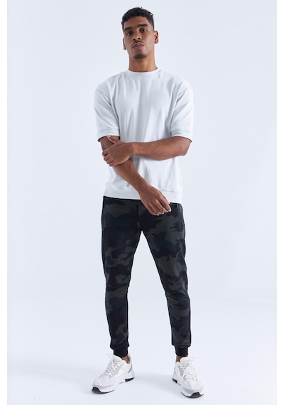 Tommy Life Siyah Gölge Kamuflaj Desenli Dar Kalıp Jogger Erkek Eşofman Alt - 84754 Siyah