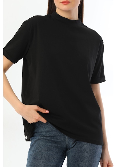 Kallima Siyah 2'Li Paket Dik Yaka Rahat Kalıp  Pamuk T-Shirt Siyah