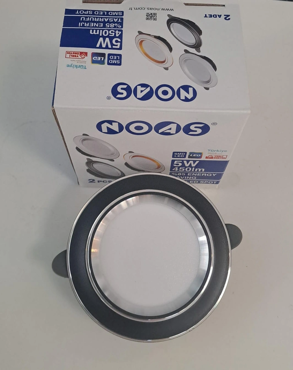 Noas 5 Watt Smd Led Spot Krom Çizgi Siyah Kasa Beyaz Işık 450lm 6500k