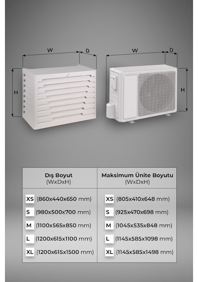 Klima Motoru/dış Ünite Gizleme/koruma Kafesi Xl 120x62x150 H Radius Beyaz