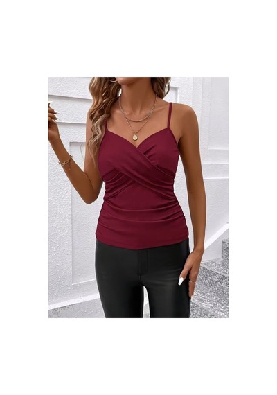 Butik İstanbul Kadın Ip Askılı Önden Çapraz Detaylı Ithal Krep Bluz Kırmızı Butik İstanbul Kadın Ip Askılı Önden Çapraz Detaylı Ithal Krep Bluz Kırmızı