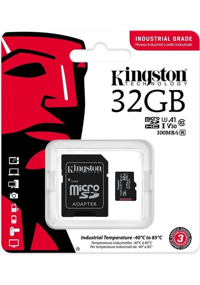 Kingston Sdcıt2-32gb 32gb Microsdhc Industrial C10 A1 Pslc Card + Sd Adapter Hafıza Kartı