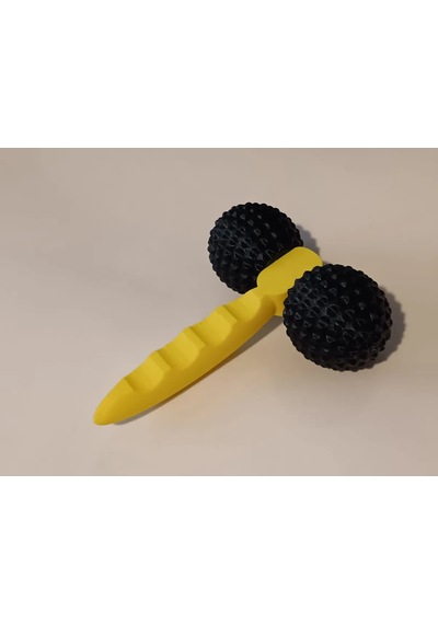 3d Baskı Çift Toplu Masaj Aleti Dikenli Toplu Ergonomik Saplı Kol Ve Bacak Masaj Aparatı Sarı Siyah