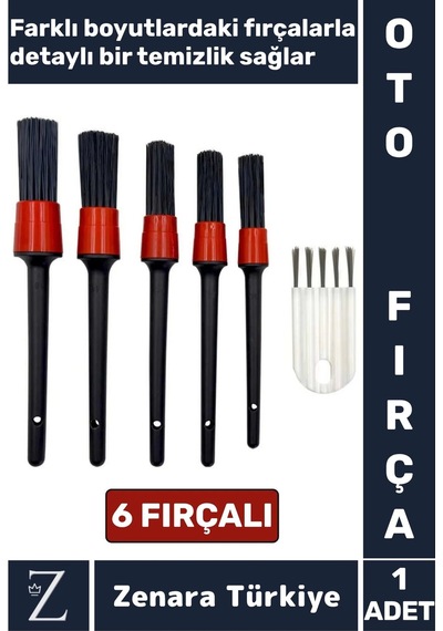 Dayanıklı Oto Araç Klima Koltuk Islak Kuru Kullanım Derin Temizlik Detaylı Temizlik Fırçası 6'lı Set