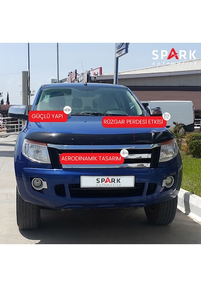 Ford Ranger 2011- 2015 Yıl Aralığı Uyumlu Kaput Rüzgarlığı 4mm Siyah