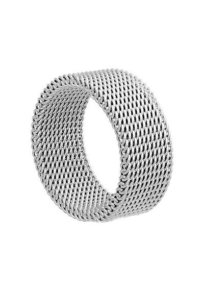 Unisex 8mm Esnek Örgü Hasır Çelik Yüzük Sb1sb2 001