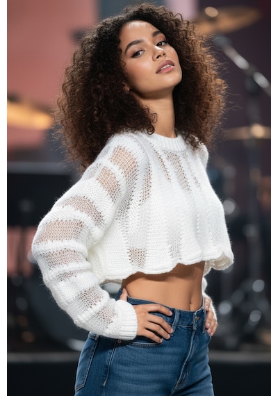 Fashion Cocktail Puffy File Örgü Yünlü Örme Transparan Mini Kısa Göbek Açık Bolero Tarzı Kombin Kazak Crop Ekru Fashion Cocktail Puffy File Örgü Yünlü Örme Transparan Mini Kısa Göbek Açık Bolero Tarzı Kombin Kazak Crop Ekru