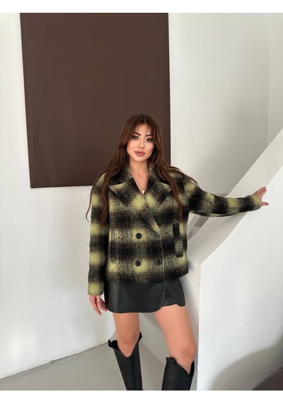 Roll Fashion Fashıon Yünlü Düğmeli Kaban Yeşil