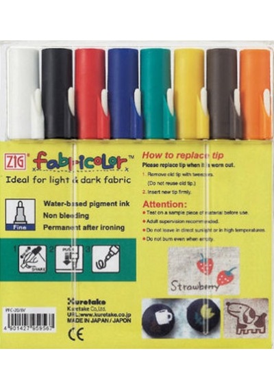 Zig Fabricolor Örtücü Tekstil Kumaş Boyama Kalemi 8 Renk Set