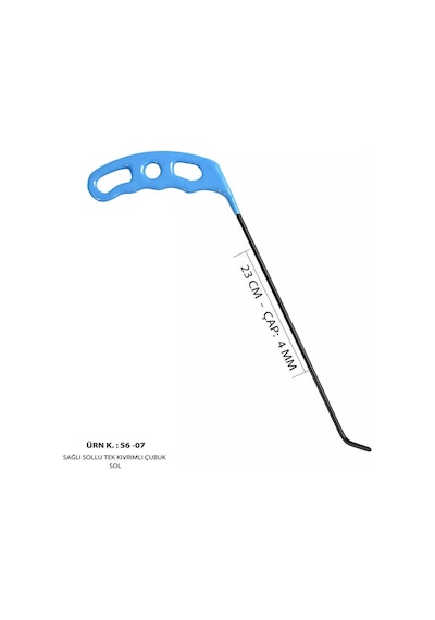 23 Cm 4 Mm Çap Sağlı Sollu Tek Kıvrımlı Sol Boyasız Göçük Düzeltme Çubuğu, Pdr Çubuk - S6-07