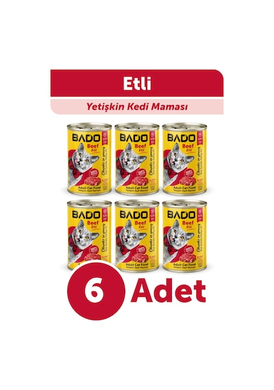 Bado Yetişkin Yaş Kedi Maması Etli 400gr 6lı
