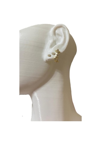 7 Çiçek Taşlı Gold Tragus Helix Pearsing Kıkırdak Küpe Çelik Renkli