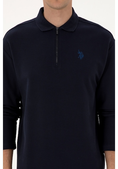 U.S. Polo Assn. Erkek Comfort Fit Yarım Fermuarlı Lacivert Sweatshirt 50313754-VR033