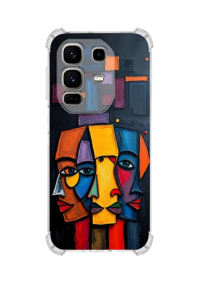 Printify Infinix Note 50 Pro İle Uyumlu Şeffaf Silikon Kılıf Uv Baskılı Esnek Tpu Kapak Totem Face No2