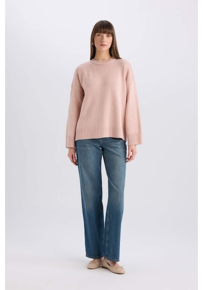 DeFacto Oversize Geniş Kalıp Bisiklet Yaka Basic Düz Triko Kazak D0036AX25SPPN47 Pembe DeFacto Oversize Geniş Kalıp Bisiklet Yaka Basic Düz Triko Kazak D0036AX25SPPN47 Pembe