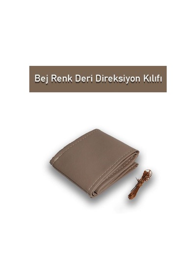 Tr Bmw İle Uyumlu E90 İçin Süper Deri Direksiyon Kılıfı, Dikmeli Bej Renk Spor Dikiş