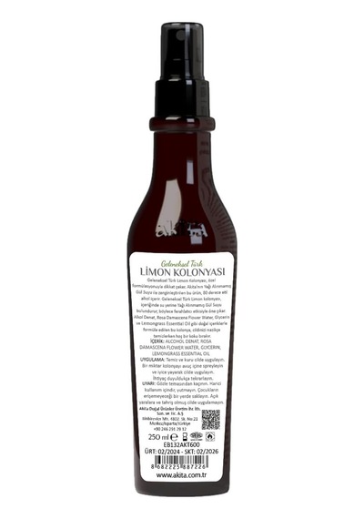 Akita 80 Derece Geleneksel Türk Limon Kolonyası 250 ML
