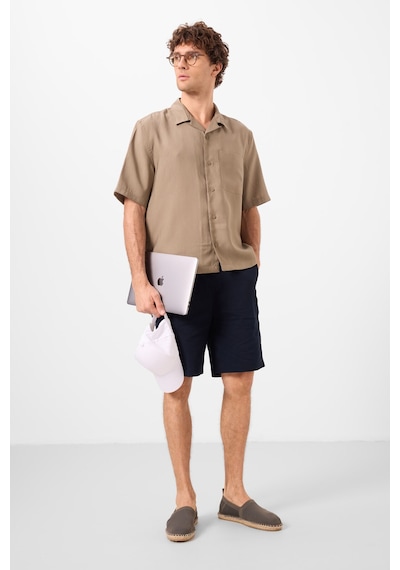 Tommylife Lacivert Standart Fit Dokuma Hafif Esnek Chino Erkek Şort - 81291 Lacivert