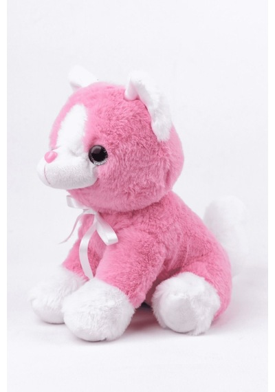 Peluş Oyuncak Oturan Kedi Çift Renkli 30 Cm Pembe - Beyaz