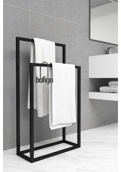 Bofigo Metal Havluluk Banyo Düzenleyici Dekoratif Havluluk Siyah