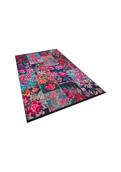 Patchwork Desen Dokuma Pamuk Taban Dijital Dekoratif Halı Kırmızı