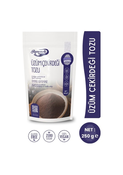 250 Gr Siyah Üzüm Çekirdeği Tozu 250 Taze Öğütülmektedir.