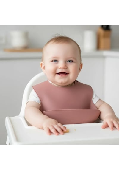 Babyjem Mini Silikon Mama Önlüğü Mocha